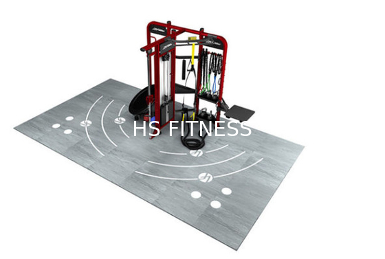 Anuncio publicitario de la máquina de Crossfit Rogue Gym Equipment Synergy Fitness con los accesorios