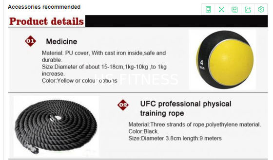 Anuncio publicitario de la máquina de Crossfit Rogue Gym Equipment Synergy Fitness con los accesorios