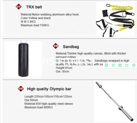 Anuncio publicitario de la máquina de Crossfit Rogue Gym Equipment Synergy Fitness con los accesorios