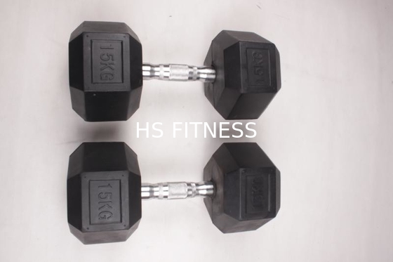 Los accesorios negros del entrenamiento del gimnasio fijaron la pesa de gimnasia revestida de goma del hex. para el culturismo