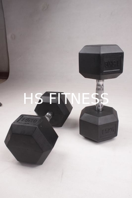 Los accesorios negros del entrenamiento del gimnasio fijaron la pesa de gimnasia revestida de goma del hex. para el culturismo