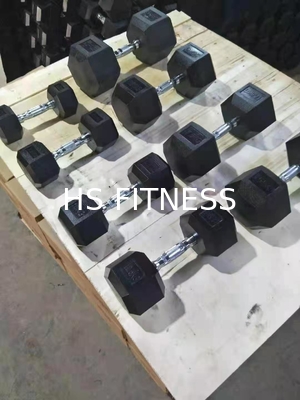 Los accesorios negros del entrenamiento del gimnasio fijaron la pesa de gimnasia revestida de goma del hex. para el culturismo