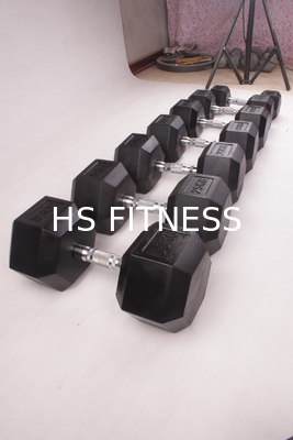 Los accesorios negros del entrenamiento del gimnasio fijaron la pesa de gimnasia revestida de goma del hex. para el culturismo